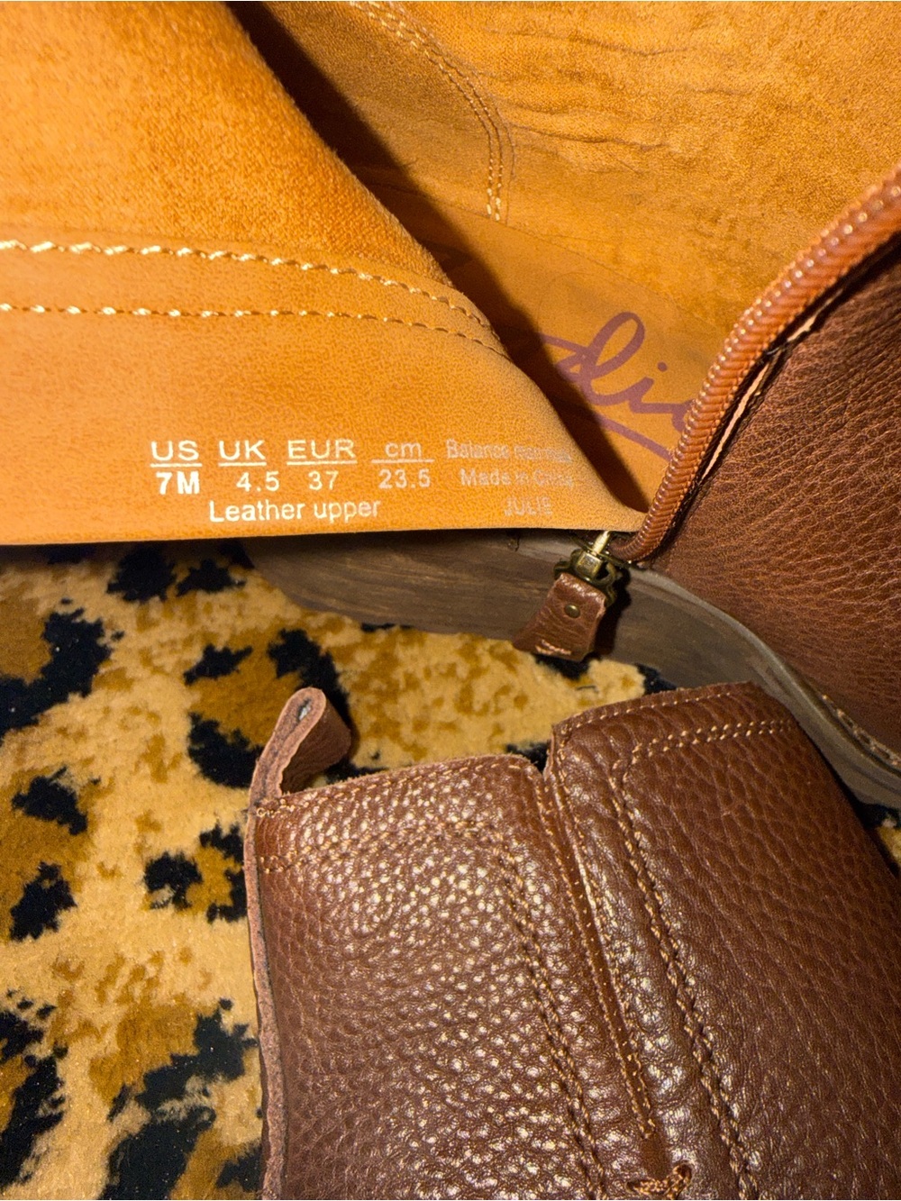 Zodiac Brown Leather Wedge, Side-Zip, Ankle Boots - Picture 13 of 14